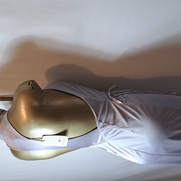 L'Atiste By Amy Silver Gray Satin Look Wrap Midi Dress - Picture 4 of 9